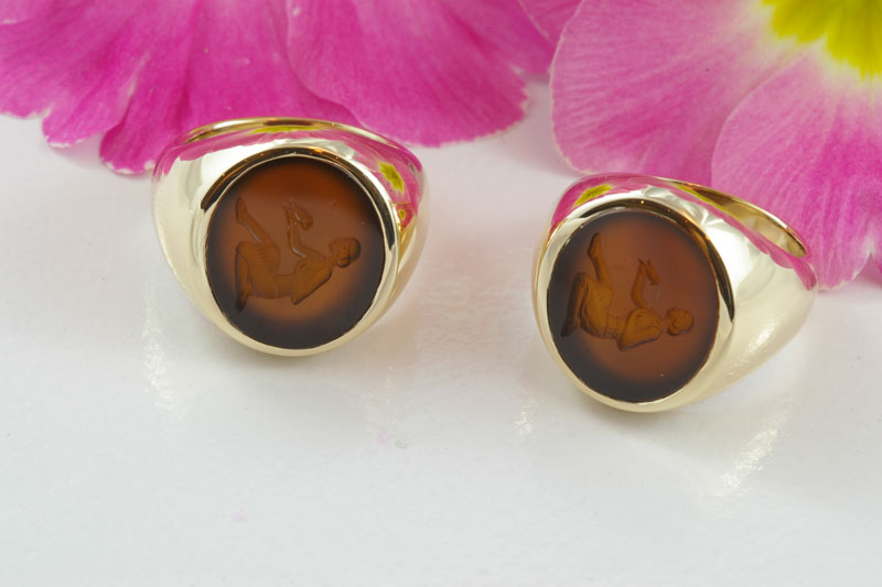 Ladies Matched Carnelian Signet Rings 