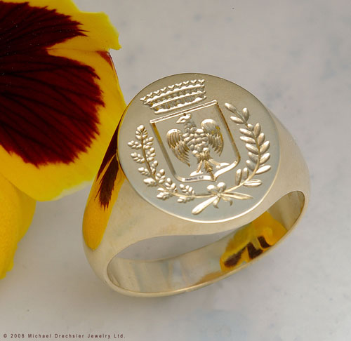 Gold Signet Ring with Coat of Arms