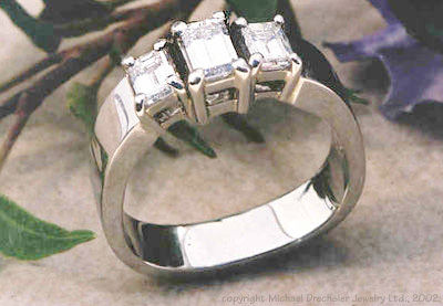 Emerald Cut Diamond Three Stone Ring