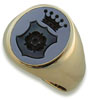 Crown && Five Rose Petals Signet Ring