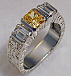 Hand Engraved Gemesis Cultured Diamond Ring