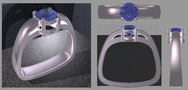 Blue Lab Created Diamond set in Platinum