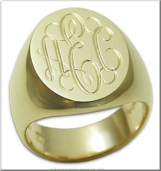 Engraved Initial Gold Signet Rings
