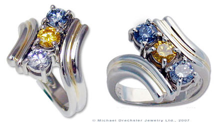Three Stone Lab Created Diamond Ring 
