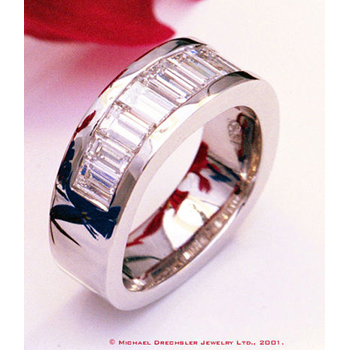 Sleek Platinum Baguette Diamond Ring