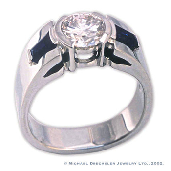 Elegant Diamond && Sapphire Engagement Ring