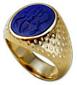 Carved Lapis Lazuli Family Crest Signet Rings