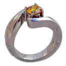 Hand Engraved Violin Ring<br>with Created Cultured Diamond 