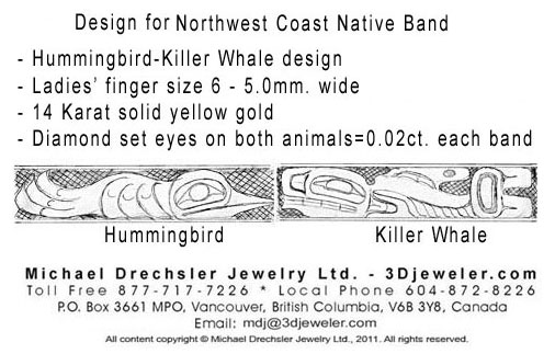Hummingbird && Orca Whale with Diamond Eyes Band