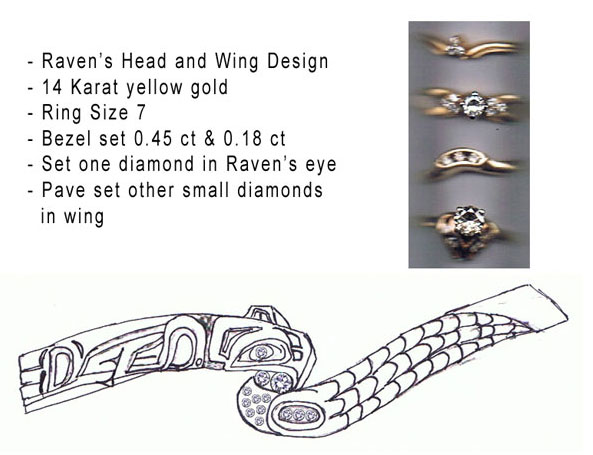 Raven's Head && Raven's Wing Diamond Engagement Ring