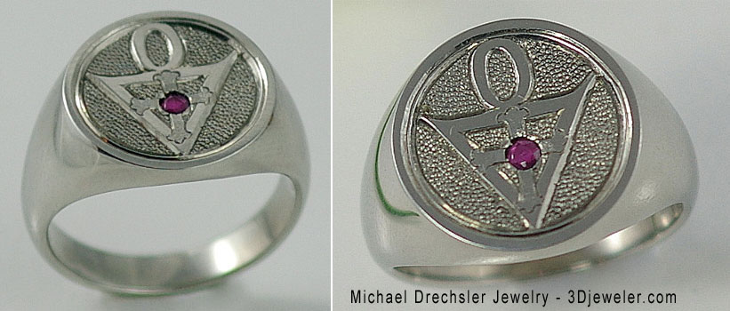 Custom Rosicrucian Signet Ring with Ruby