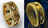 Astrology Ring with Zodiac Symbols && Diamonds