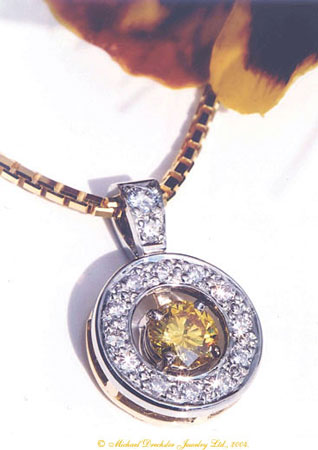 Fancy Vivid Yellow Created Diamond Pave` Pendant