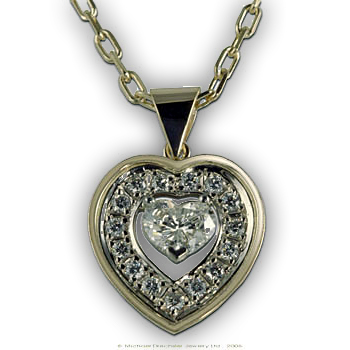 Heart Shape Diamond Pendant with Pave Diamond Frame