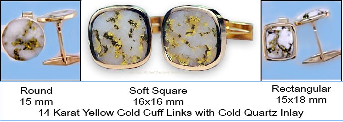 Gold Quartz Cuff Links