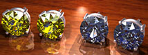 Yellow && Blue Created Diamond Earrings